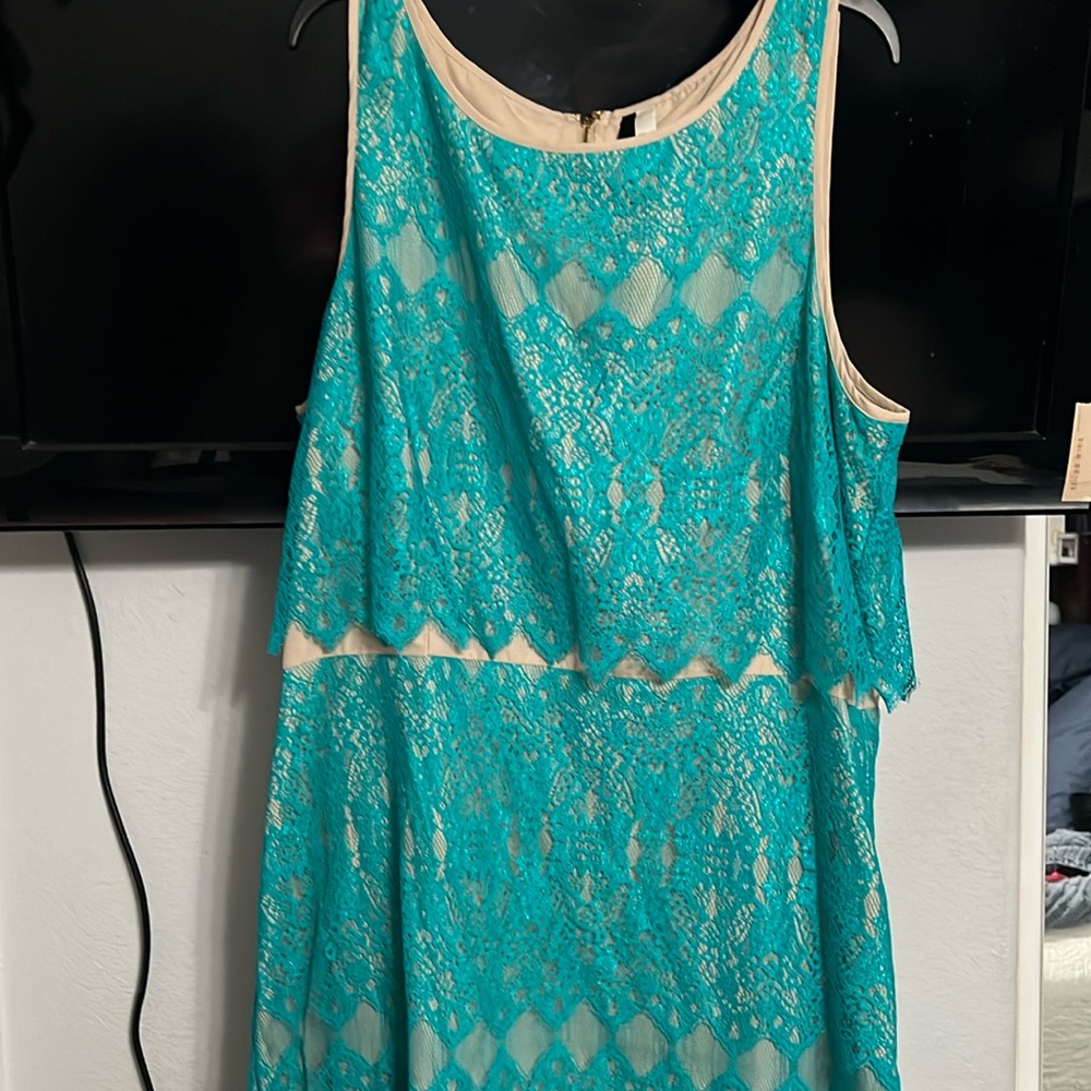 Teal lace dress